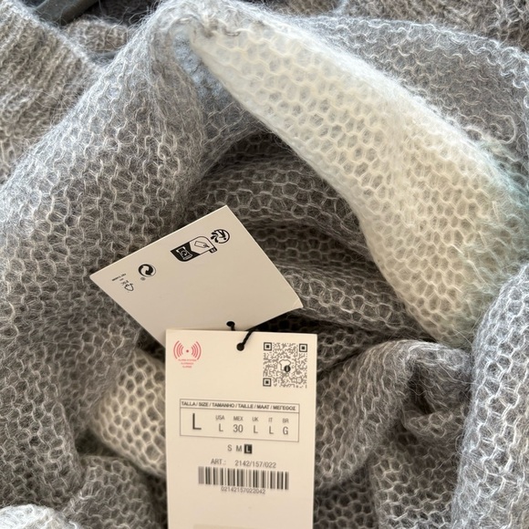 Zara Lightweight Open Knit Colorblock Long Line Sweater Alpaca & Wool Size L NWT - Picture 11 of 11